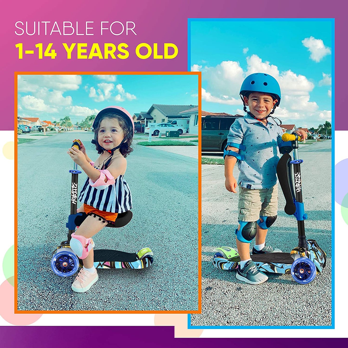 Ultimate 3-Wheeled Kids Scooter - LED Wheel Lights, Adjustable Lean-To-Steer Handlebar, and Foldable Seat for Sit or Stand Riding - Perfect for Ages 1-14!
