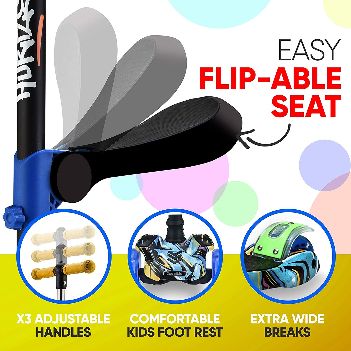 Ultimate 3-Wheeled Kids Scooter - LED Wheel Lights, Adjustable Lean-To-Steer Handlebar, and Foldable Seat for Sit or Stand Riding - Perfect for Ages 1-14!
