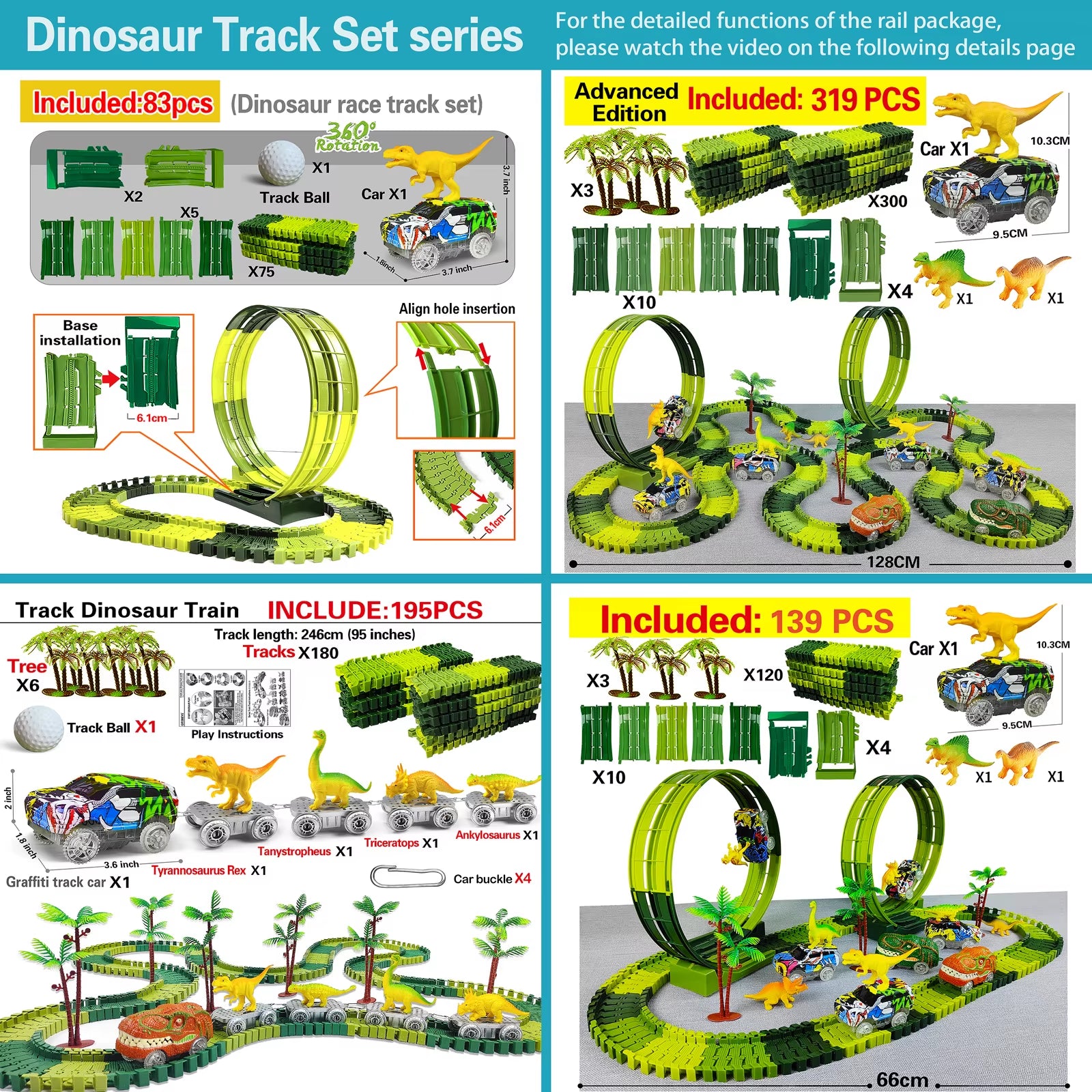 Magic Climbing Electric Dinosaur Car Track Railway Toy Car Set Bend Flexible Race Track Flash Light Car High Quality Toy for Kid
