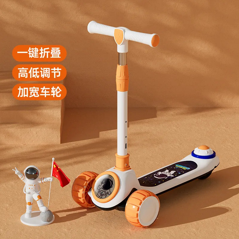 Cycling City Foldable Space Scooter with Seat Push Handle Baby Toy Car Super Load-Bearing Music Flash Wheel Scooter
