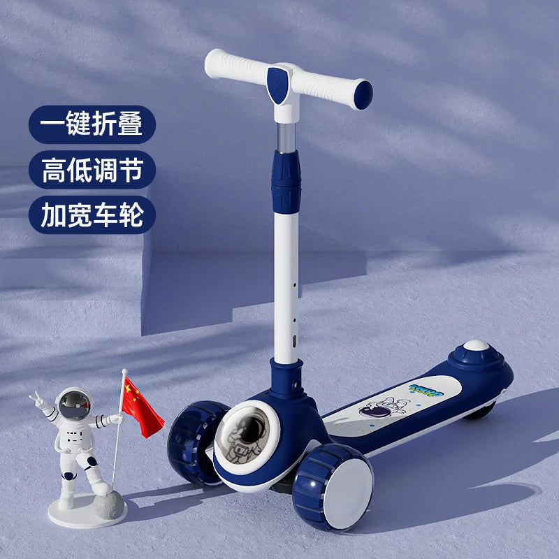 Cycling City Foldable Space Scooter with Seat Push Handle Baby Toy Car Super Load-Bearing Music Flash Wheel Scooter
