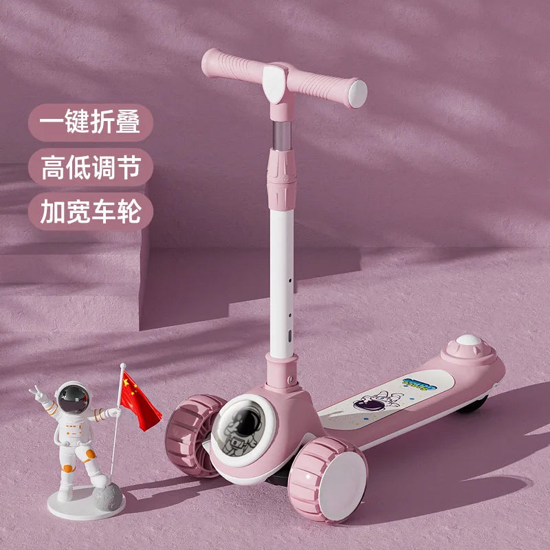 Cycling City Foldable Space Scooter with Seat Push Handle Baby Toy Car Super Load-Bearing Music Flash Wheel Scooter