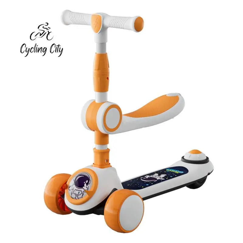 Cycling City Foldable Space Scooter with Seat Push Handle Baby Toy Car Super Load-Bearing Music Flash Wheel Scooter